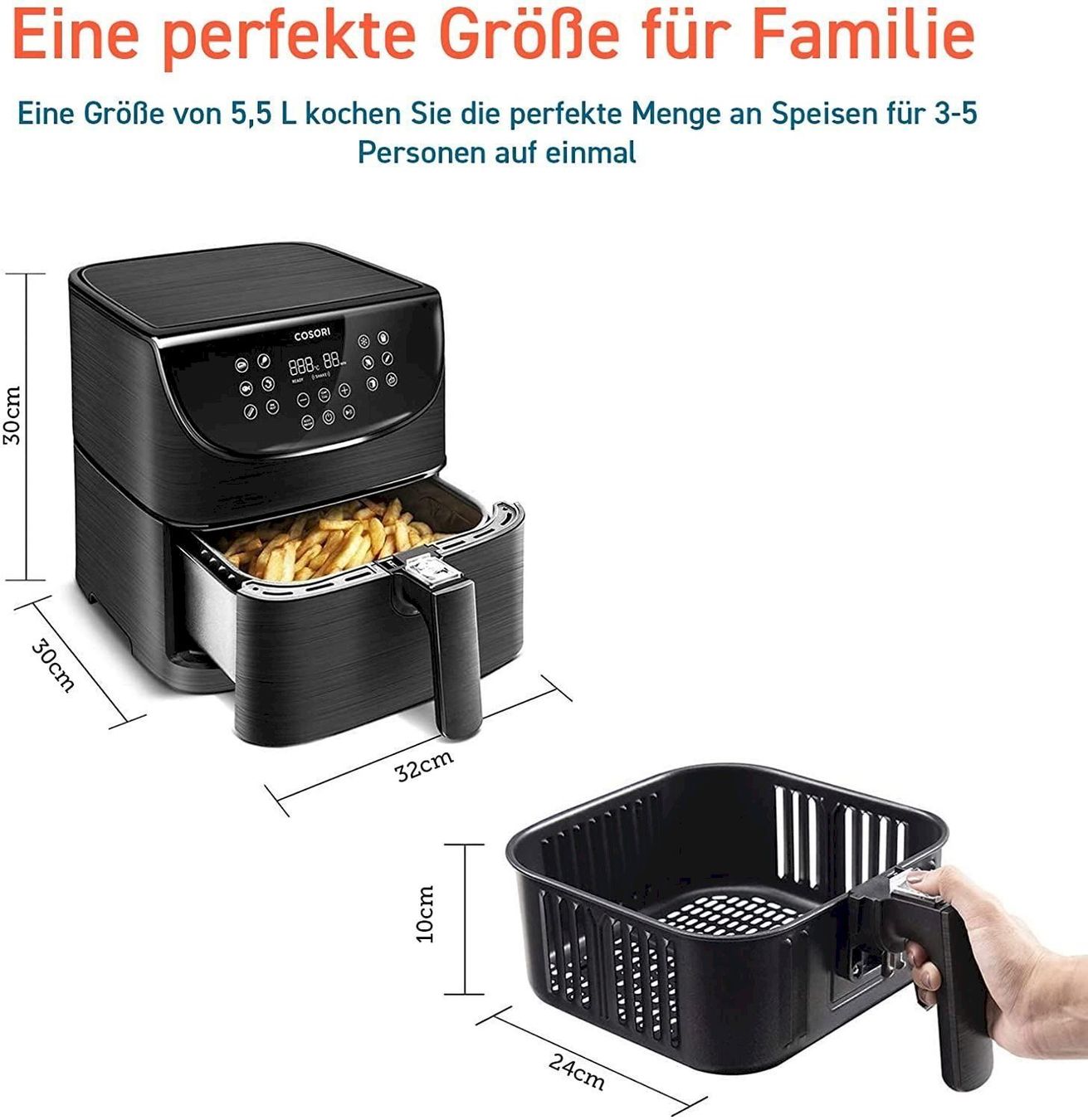 Elettrodomestici da cucina: COSORI Heißluftfritteuse XXL 5,5L – Nuovo e nell'imballaggio originale da Bottighofen venduto da zaap 2