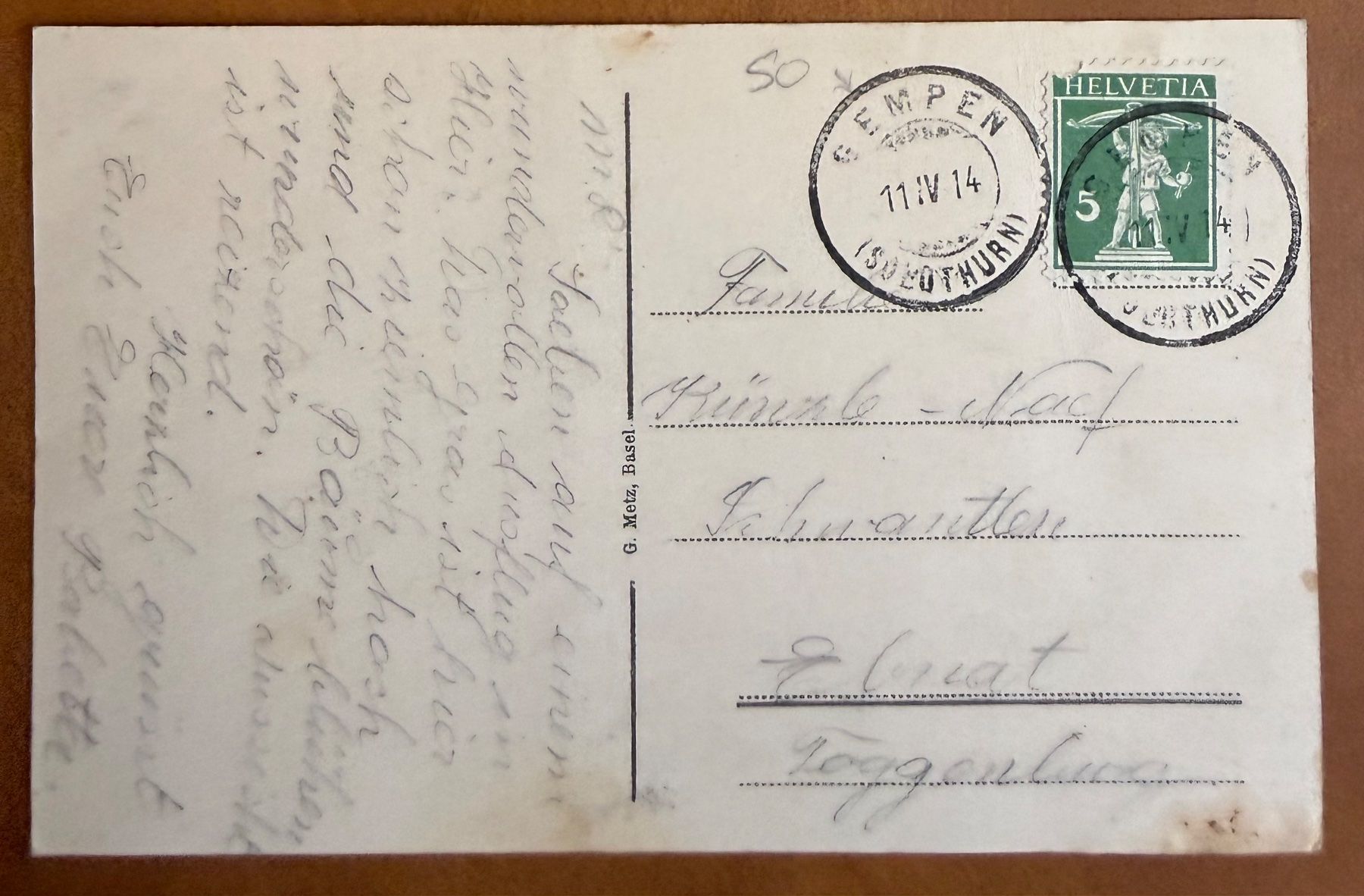 Ansichtskarten: Gempen - Restaurant Gempenfluh 1914 – Gebraucht aus Lutry von Ediego 1