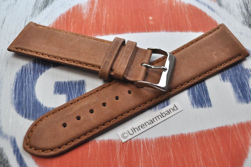 Bracciali & Braccialetti: 24mm Uhrenarmband,  Leder braun, Uhrenband – Nuovo (secondo la descrizione) da Courlevon venduto da Uhrenarmband 2