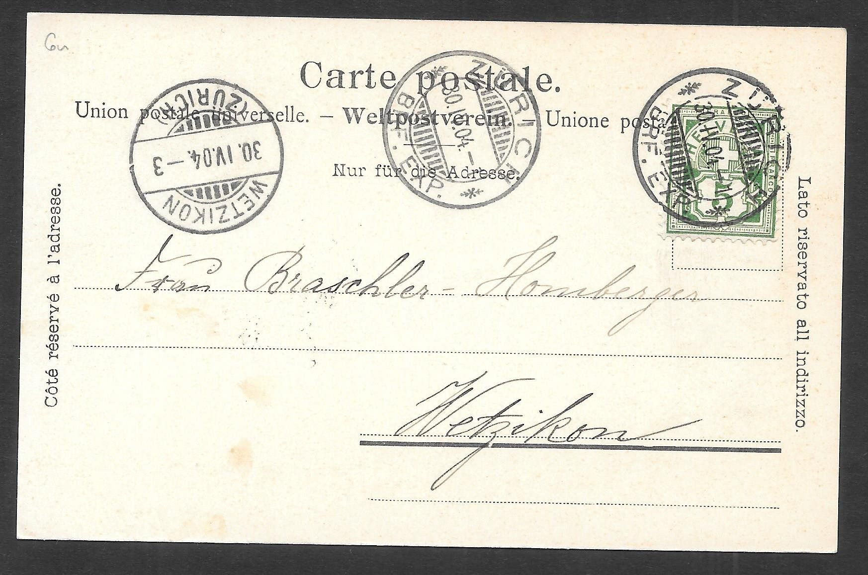 Cartoline postali: Zürich Hôtel Bellevue – Usato da Olten venduto da clotaldi 1