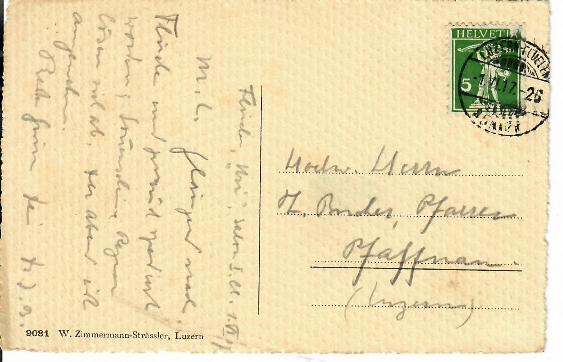Ansichtskarten: Flüelen  1917 – Gebraucht aus Hochdorf von Ziegel-16 1