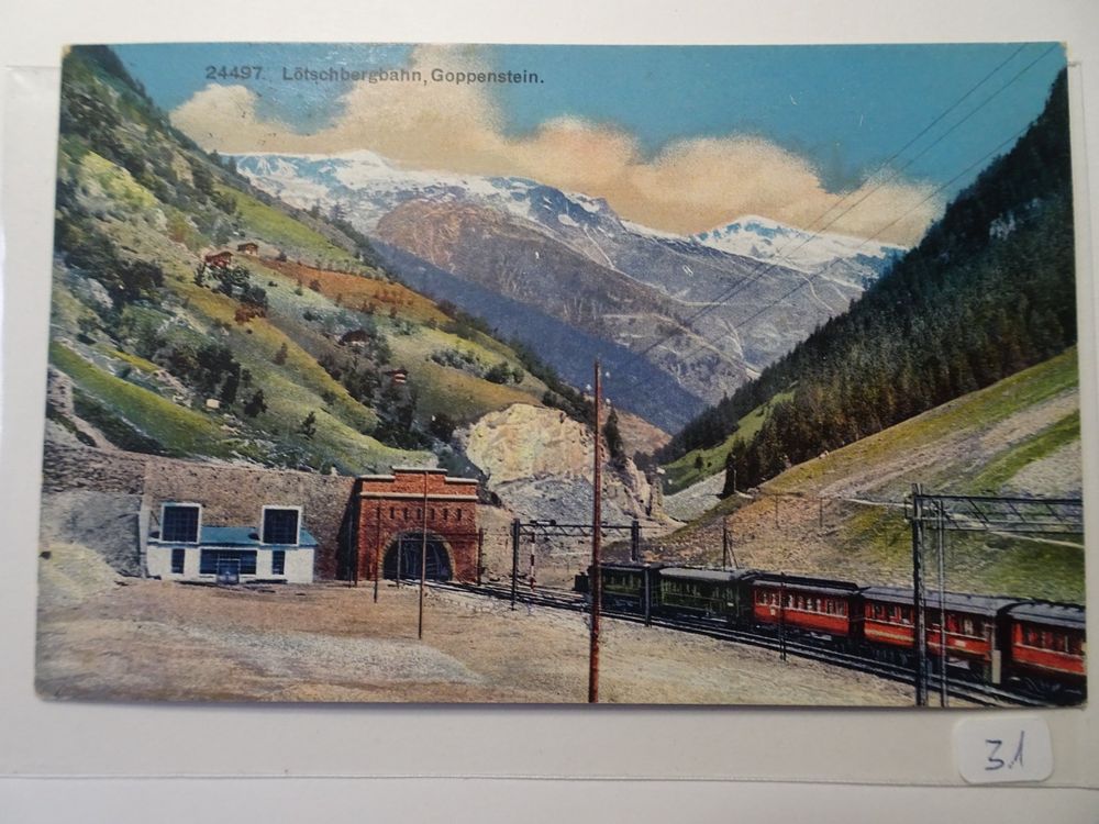 Lötschbergbahn Goppenstein, alte Postkarte Nr. 24497 1914 (Gebraucht ...