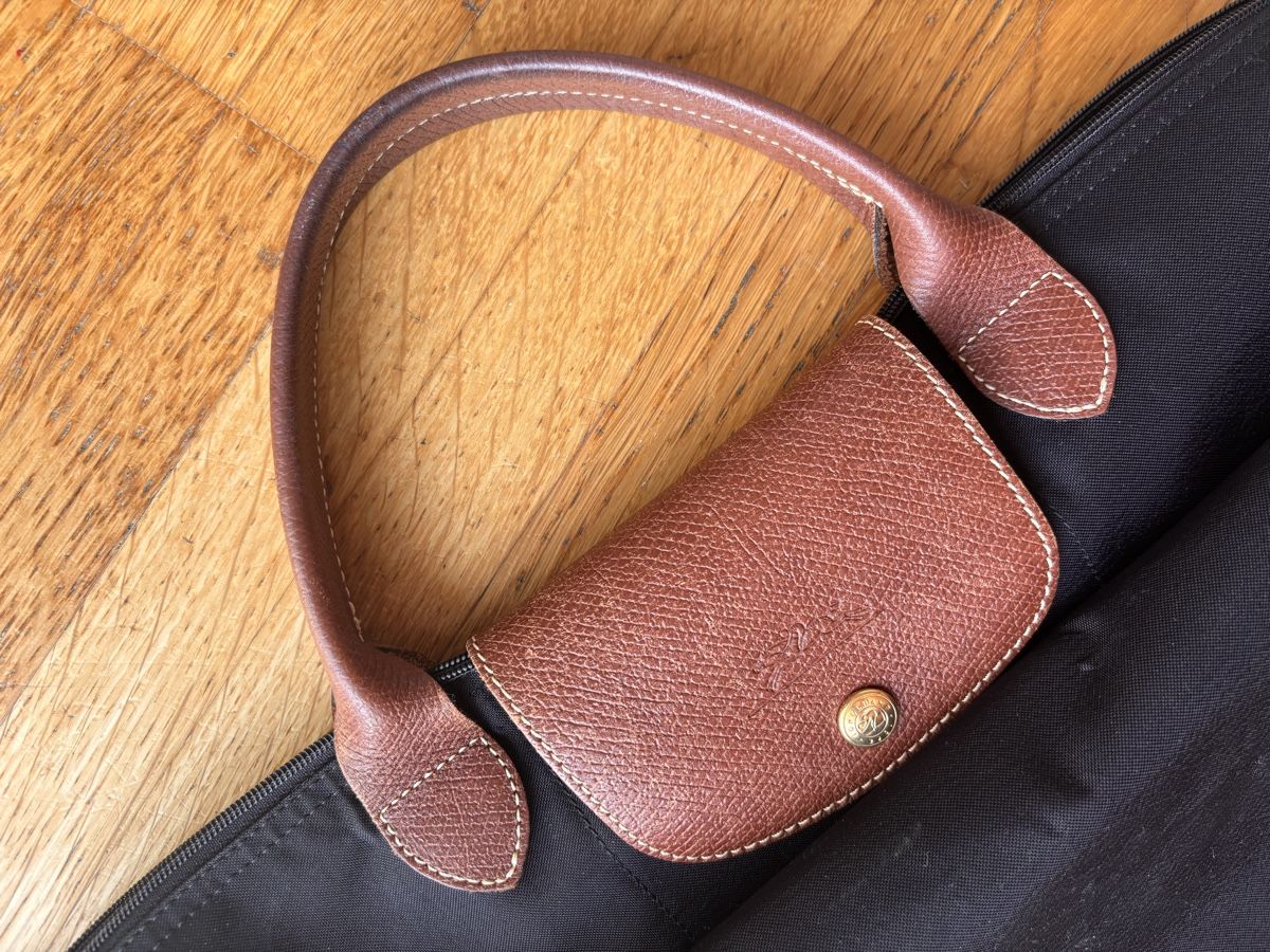 Longchamp Borse: Longchamp Le Pliage shoulder bag black leather, used – Usato da Zürich venduto da val_vbn2 4