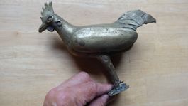 Coq antique bronze hauteur 18 cm, poids 700gr