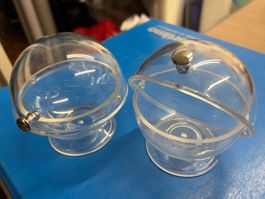 2x transparent Rolltop Kugelförmige Behälter Plexi