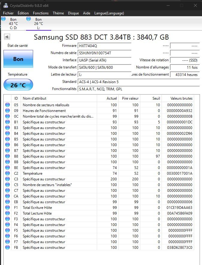 Samsung Dischi rigidi: Samsung 883 DCT 3.84TB Enterprise SSD SATA 2.5" Server Grade – Usato da Sion venduto da sar_t2yc 2