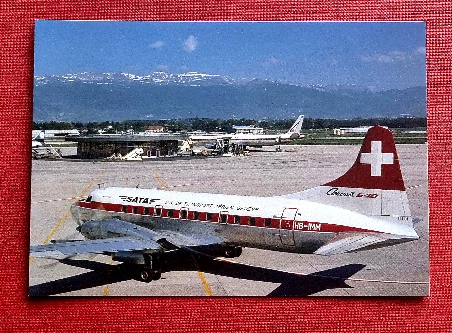 Ansichtskarten: Genf  - SATA - SA - Transports Aerien - Convair 640 - 1975 – Gebraucht aus Rothrist von RROENK