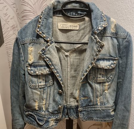 Coole Jeansjacke D-Stiag Gr. S Nieten Used-Look/ Vintage