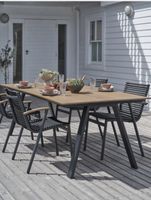 Gartentisch Holzoptik Metallgestell dunkelgrau neu 