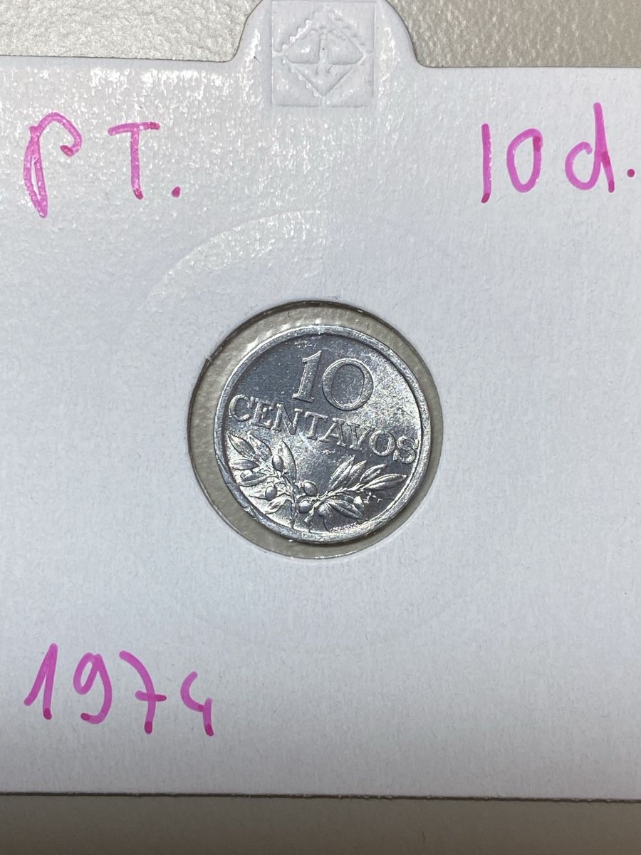 Alle Münzen: Portugal - 10 centimes - 1974 – Gebraucht aus Payerne von Mike1682