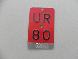 Velonummer Rad Velo Nummer Schild UR 80 Uri 1980 Geschenk