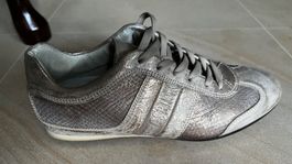 Bikkembergs Metallic Sneakers Beige/Grey Cracked Leather 36