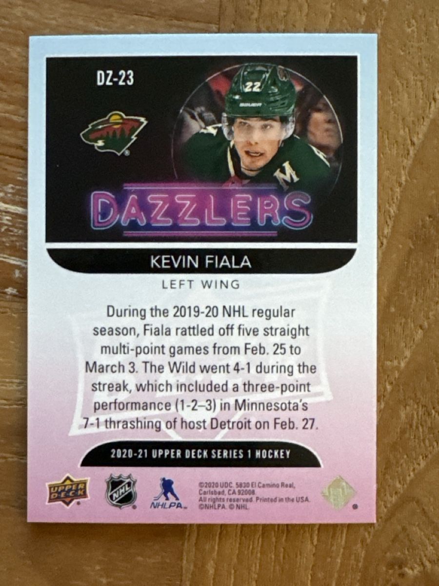 NHL Carte collezionabili: NHL Kevin Fiala Dazzlers – Usato da Grüningen venduto da Peterpan99 1