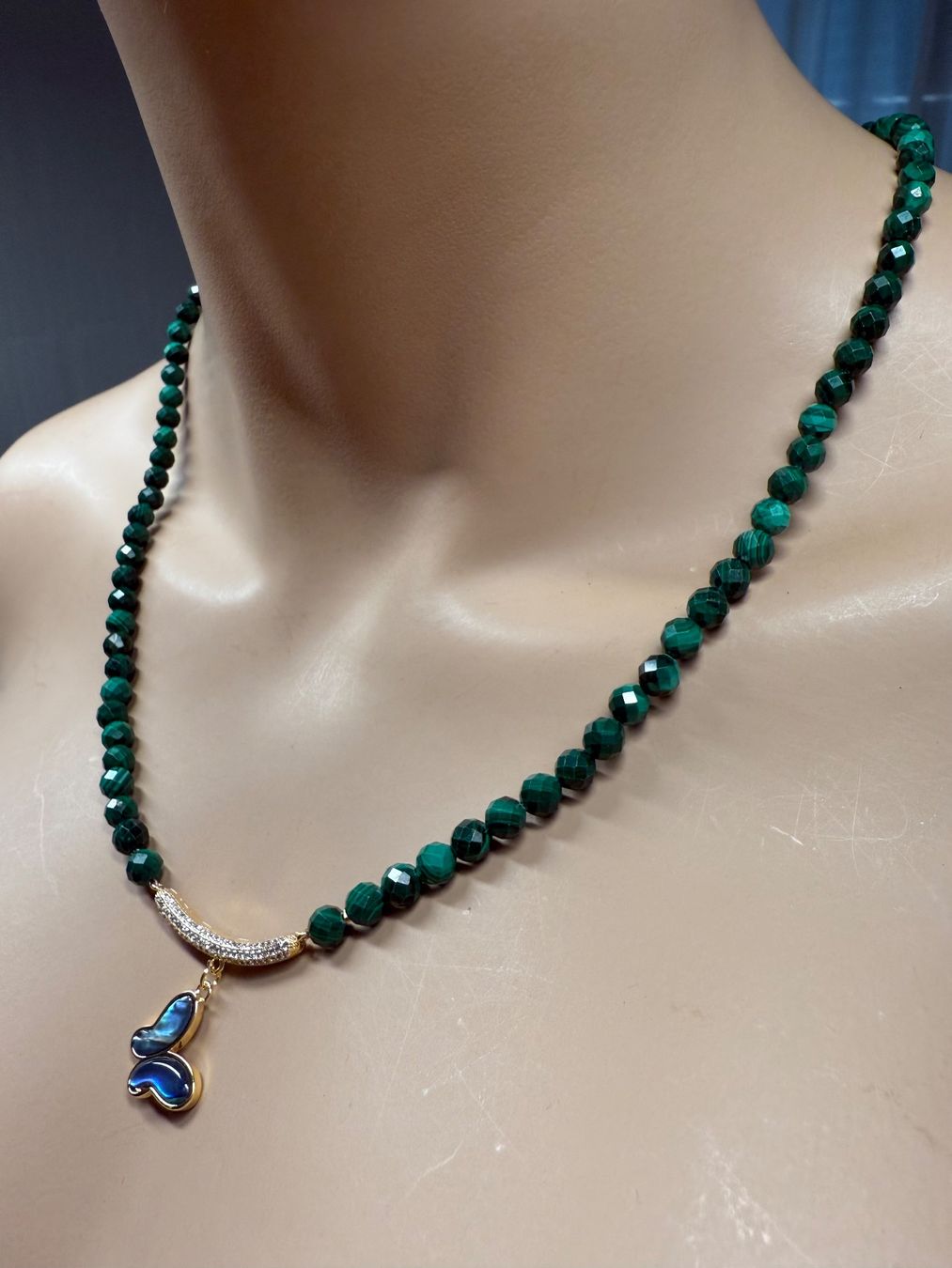 Catenine: Malachit Kette Halskette Collier Edelstein Halsschmuck 52 cm – Nuovo (secondo la descrizione) da Rotkreuz venduto da beltraum 5