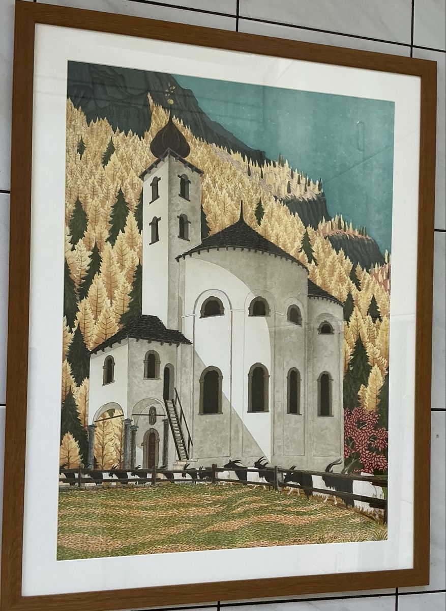 Grafica & Litografie: Anton Mutter - Saas - Balen Kirche Farblithografie sig. – Usato da Naters venduto da seidengut 3