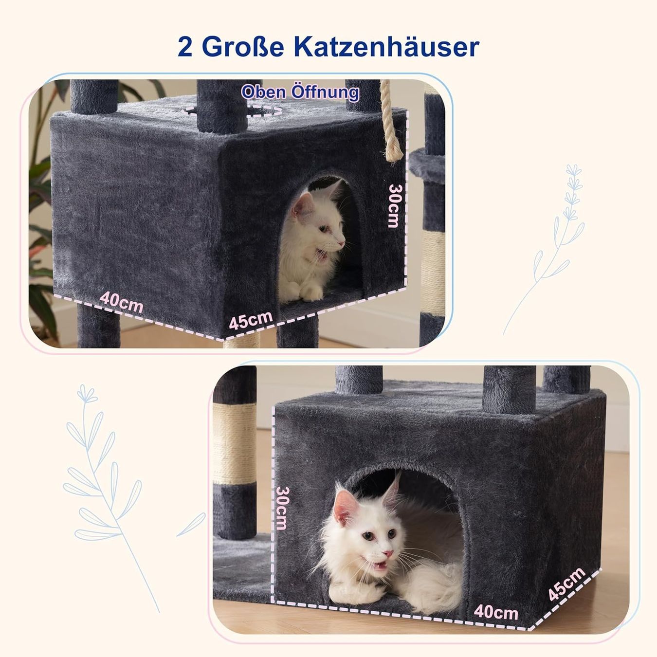 Tiragraffi: Kratzbaum 174cm Große Katzen Hängematte 2 Höhlen – Nuovo e nell'imballaggio originale da Schaffhausen venduto da AllesMussRaus60 4