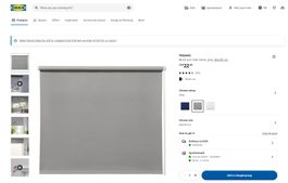 NEW Ikea Fridans Block-out roller blind, grey, 60x195 cm