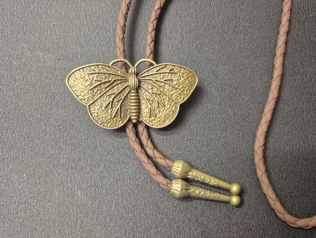 3) Bolo-Tie Westernkrawatte Schmetterling Vintage Bronze Neu