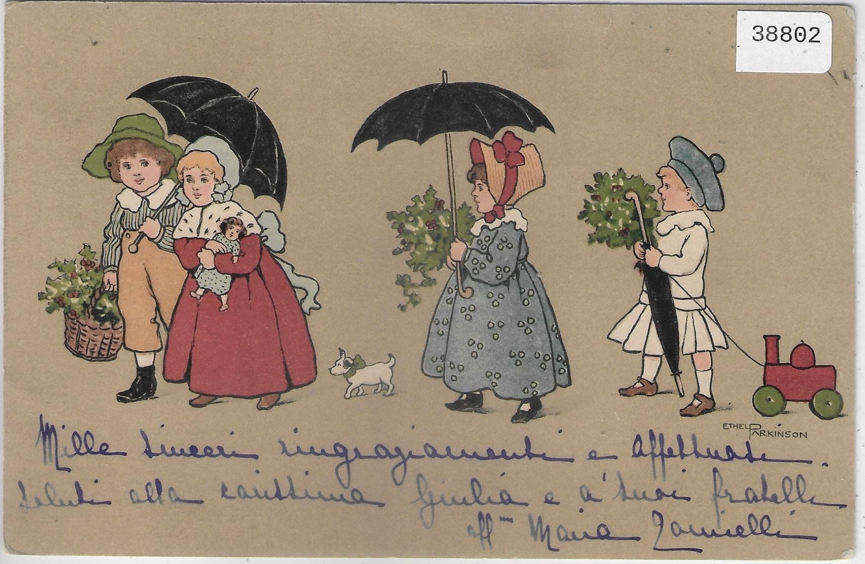 Cartoline postali: Ethel Parkinson - Kinder mit Mistelzweig – Usato da Ettingen venduto da Kartenplanet