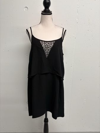 Elegantes Mango Sommerkleid Schwarz Gr. L mit Spitze