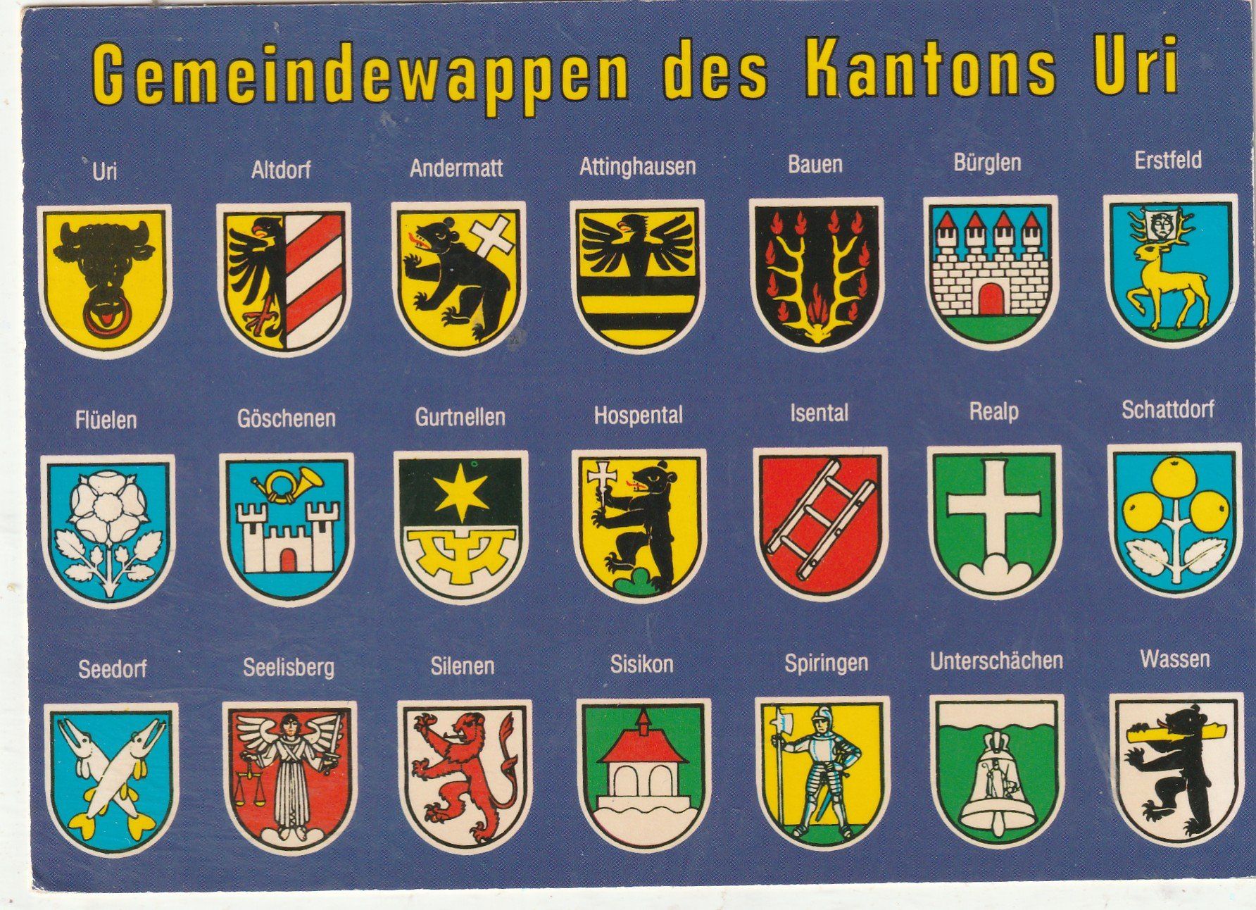 Ansichtskarten: Gemeindewappen des Kanton URI – Gebraucht aus Lumbrein von made02