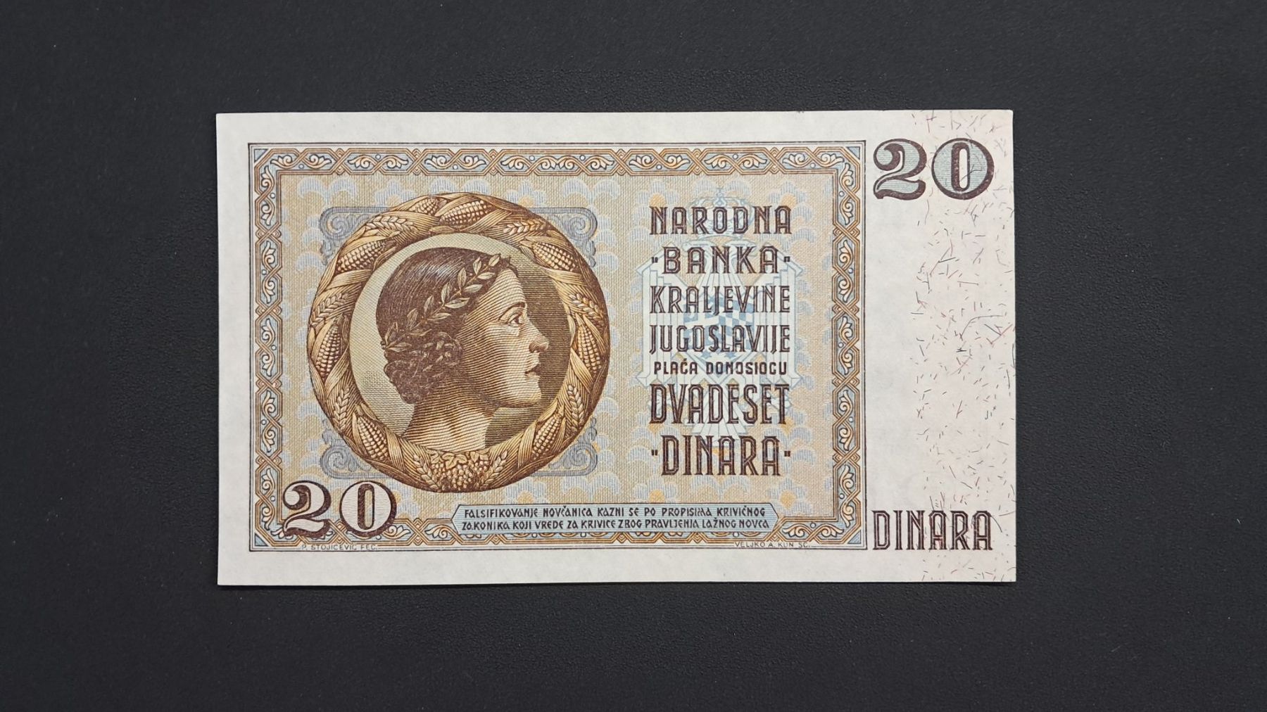 Banconote: Jugoslawien 20 Dinara 1936 Unc – Nuovo e nell'imballaggio originale da Lufingen venduto da E-Auktion 1