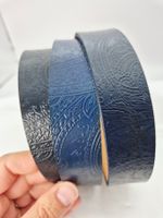 Lederriemen mit Muster geprägt - Blau -  3 cm, 2. Wahl