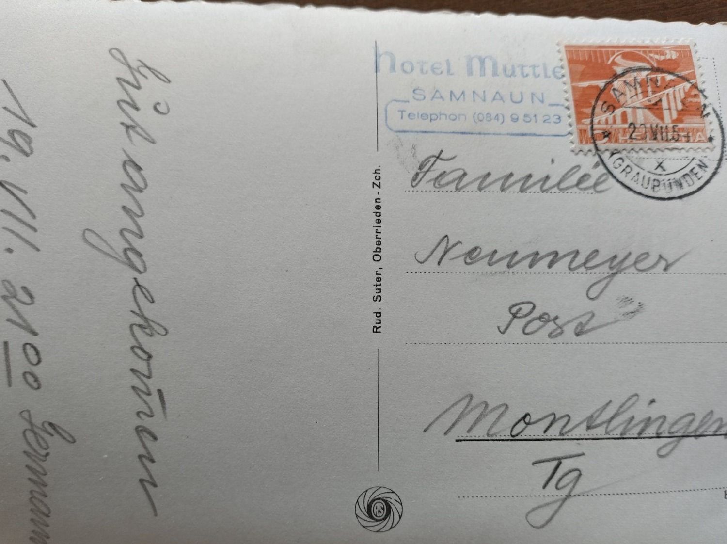 Cartoline postali: Ansichtskarte Samnaun  1954   s/w – Usato da Wildhaus venduto da Hukwildhaus 1