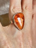 Bernstein Ring, 835 Silber, Vintage Gr. 56