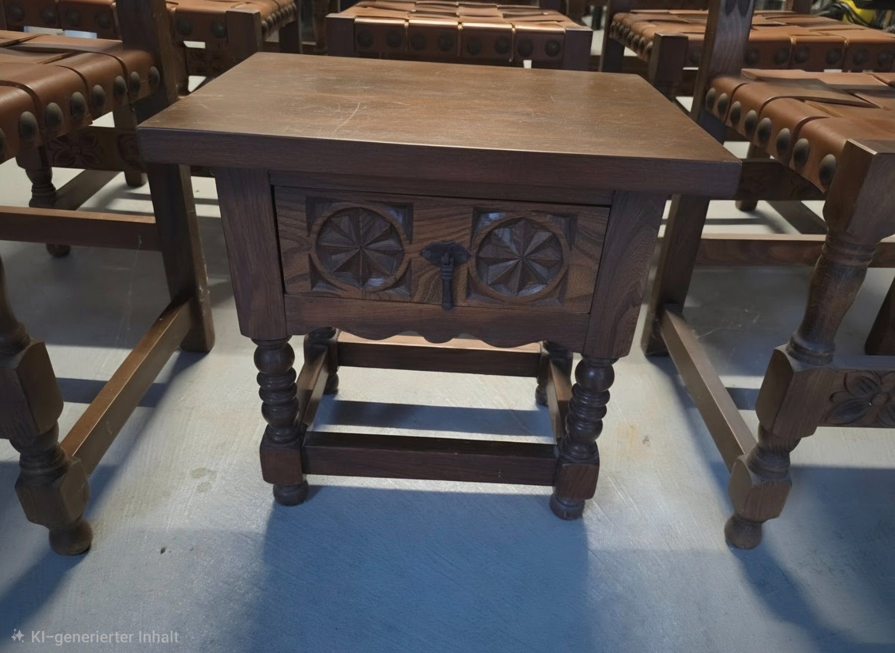 Sedie: 8 Spanische Designerstühle - Neobarock - Eiche - Echtleder – Usato da Zürich venduto da LA5551 1