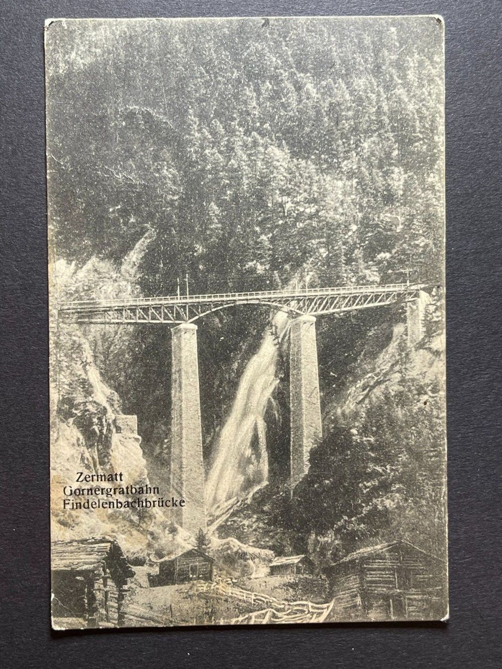 Cartoline postali: Zermatt - Gornergratbahn - Findelenbachbrücke - 1913 – Usato da Steg VS venduto da _vinci_