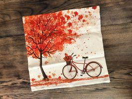 Kissenbezug ca 45 x 45 cm Herbst Velo Fahrrad Baum Deko