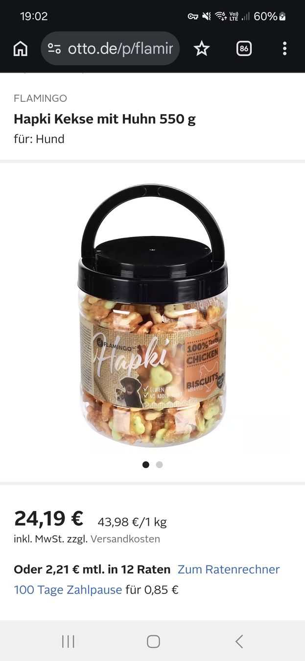 Mangimi: 2,7KG Hapki Chicken Kekse Hund – Nuovo e nell'imballaggio originale da Dulliken venduto da hya_7bpd