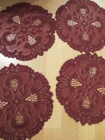 4er Set edle bordeaux-farbene Deckchen, neu!