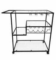 Servierwagen aus Metall & Glas mit Flaschen & Glashalter