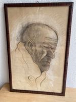 Zeichnung Porträt Mann mit Rahmen, Louis Dürr, inkl. Rahmen