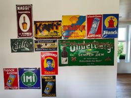 12 Emailschilder – Maggi, Shell, Underberg, Franck