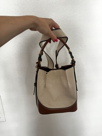 Handtasche Canvas Leder braun neuwertig