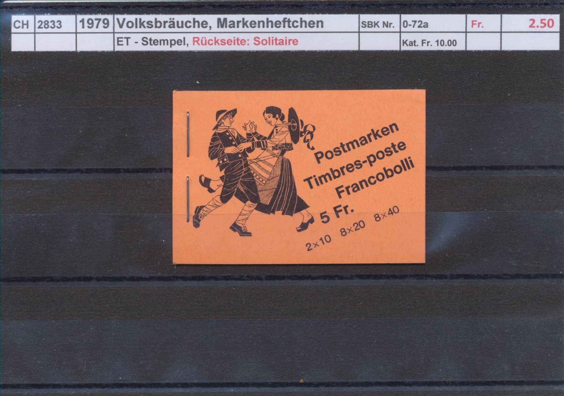 Tutti i francobolli: 1979 "Volksbräuche" - Markenheftchen, ET - Stempel – Usato da Winterthur venduto da Zupogeru