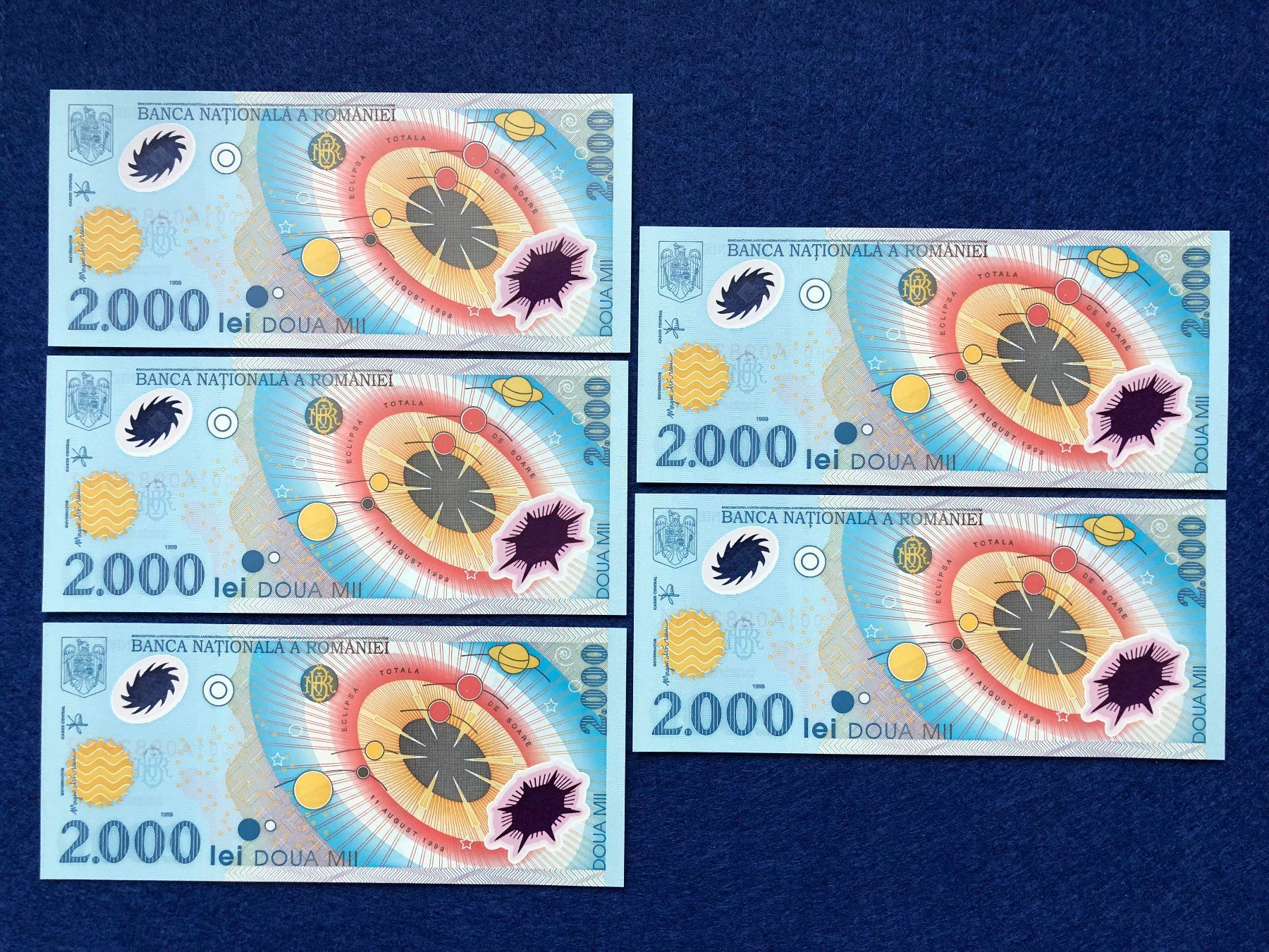 Banknoten: !! 001A !! - Romania - Rumänien - 5x2000 Lei UNC - Millenium – Neu und originalverpackt aus Pfäffikon SZ von Sieben77 1