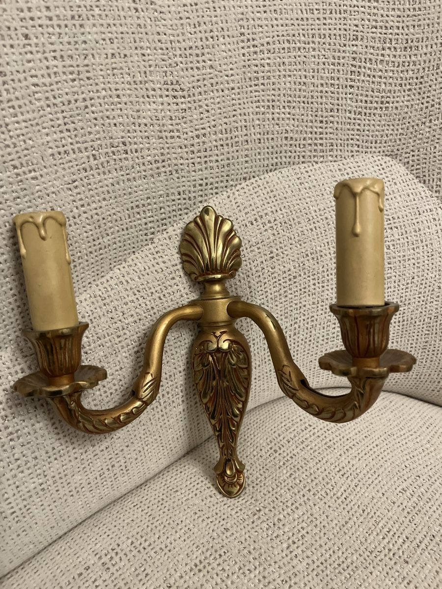 Lampen: alte Wandlampe doppelflammig Messing Vintage – Gebraucht aus Arboldswil von Sonnenelfe 3