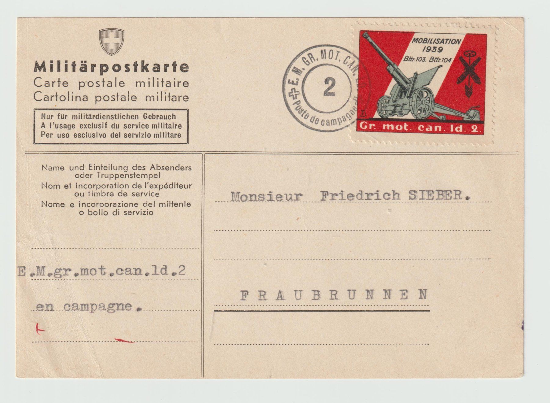 Alle Briefmarken: Artillerie Nr. 31/1 FP – Gebraucht aus Siebnen von Fstaehli