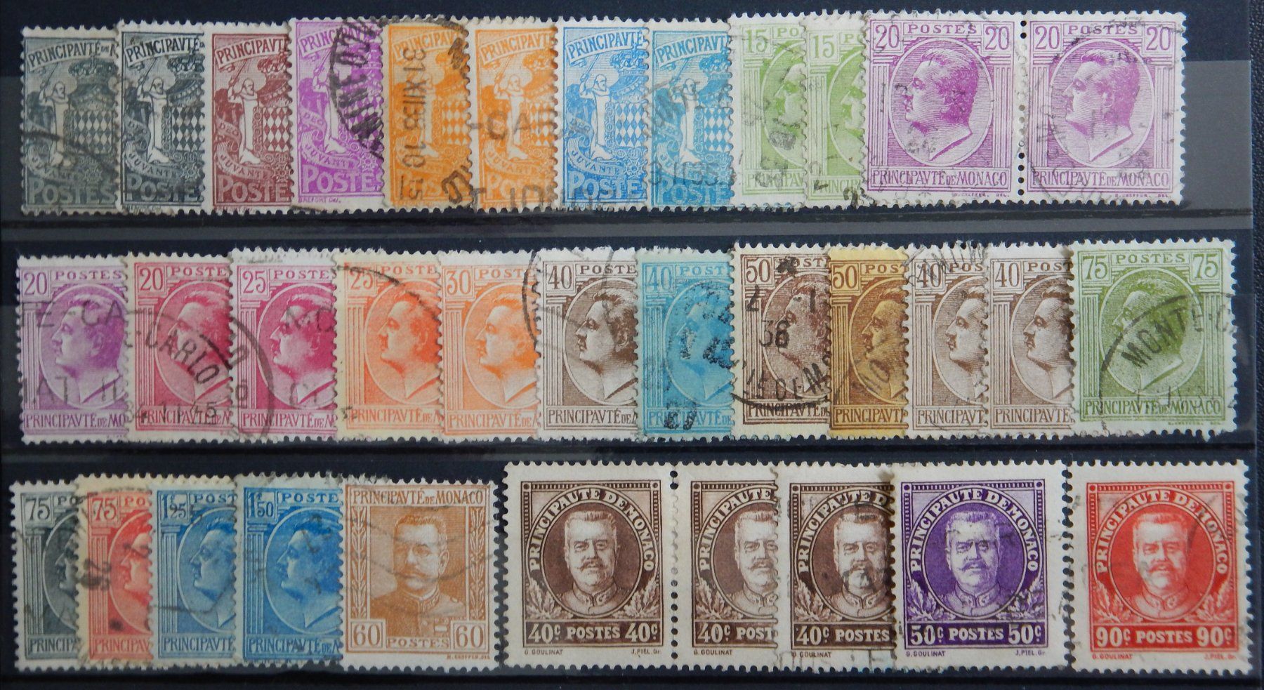 Alle Briefmarken: Monaco ex. Kat. 73-118 gest. 1924/33 – Gebraucht aus Zürich von Muehlekauf
