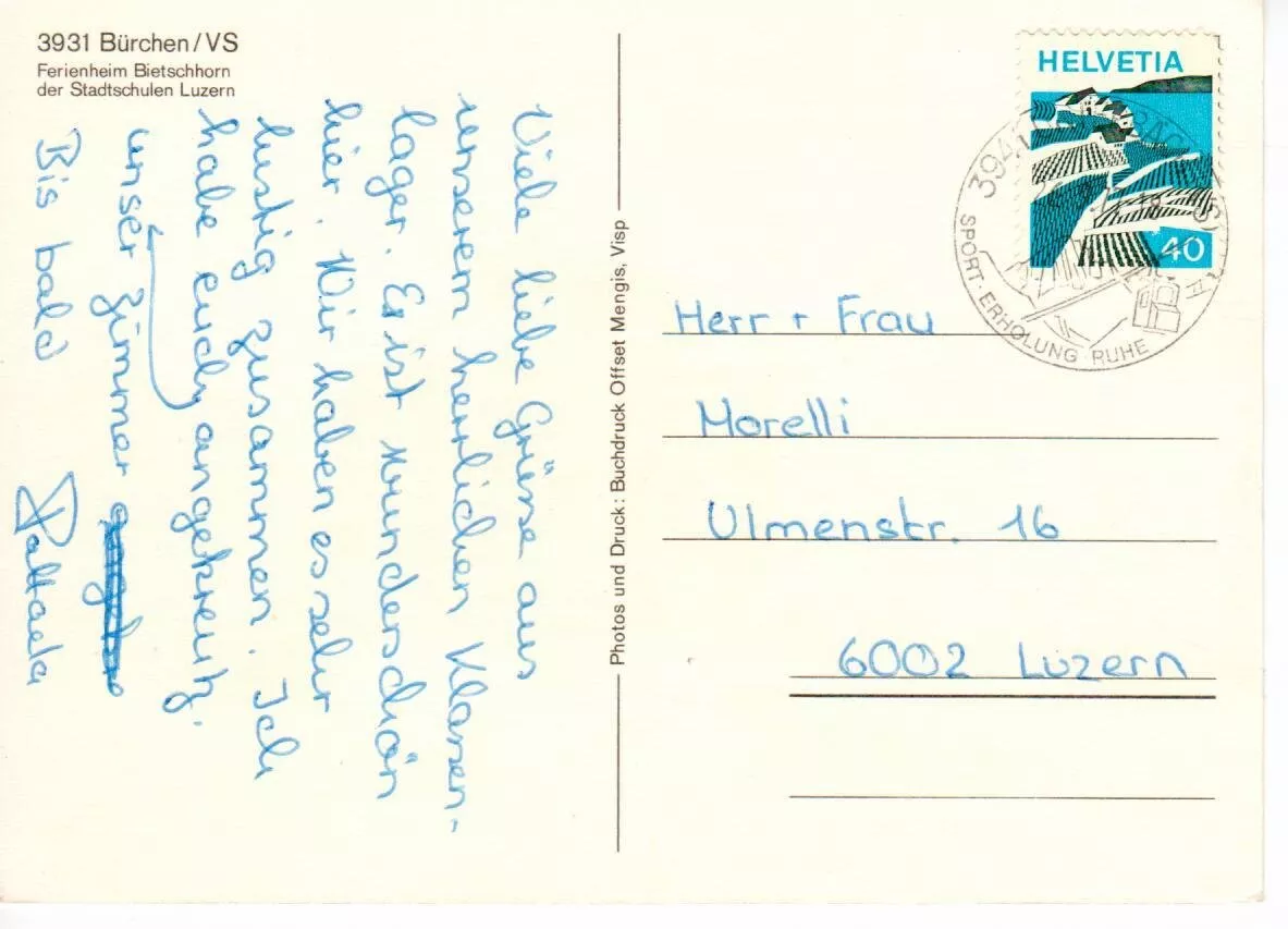 Cartoline postali: Bürchen Wallis – Usato da Wolhusen venduto da Curver9 1