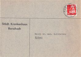 PORTOFREIHEIT - Brief mit Marke Krankenhaus RORSCHACH
