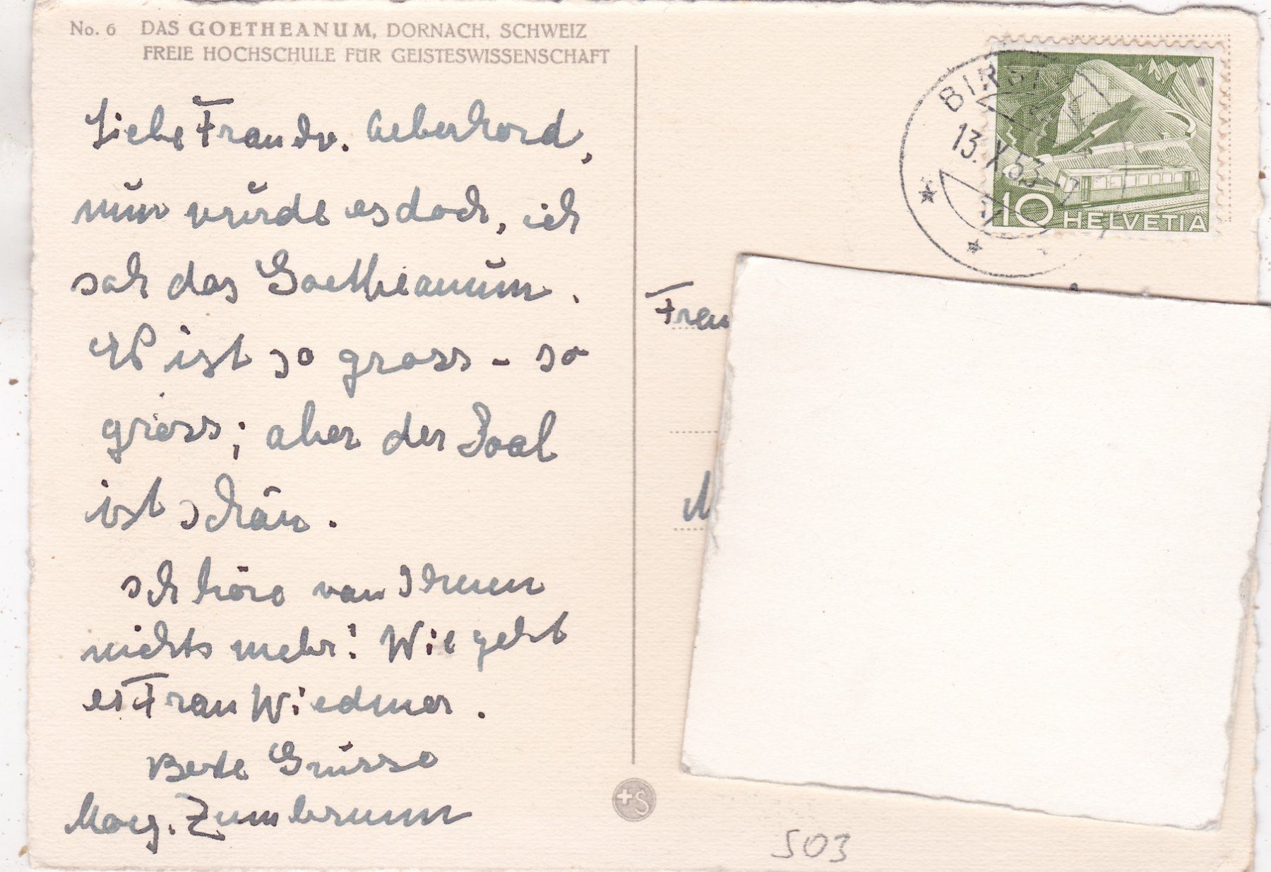 Cartoline postali: Kitsch Kunst Dornach Goetheanum 1953 – Usato da Herisau venduto da Lisegrat2008 1