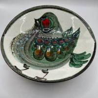 Willy Steinlin Keramikschale Vogel 70er signiert