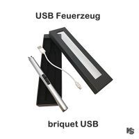 USB Stabfeuerzeug silber in Geschenkbox
