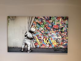 Leinwandbild Graffiti Motiv 150x90 cm guter Zustand