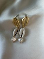 Ohrhänger Ohrschmuck mit Echtperlen und Muscheln - handmade